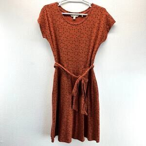 Toad&Co Cue Wrap Short Sleeve Dress Orange Floral S